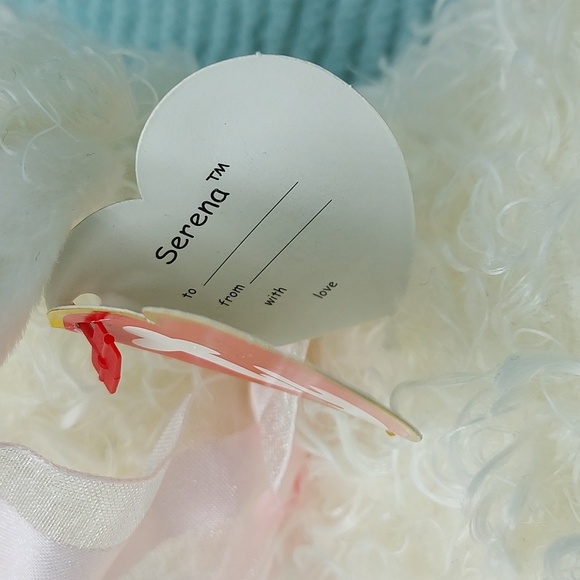 Ty 2004 Plush Lamb Serena Curly Fluffy Hair Pink Bow EUC - Picture 7 of 7